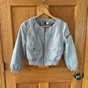Cropped grey suede jacket